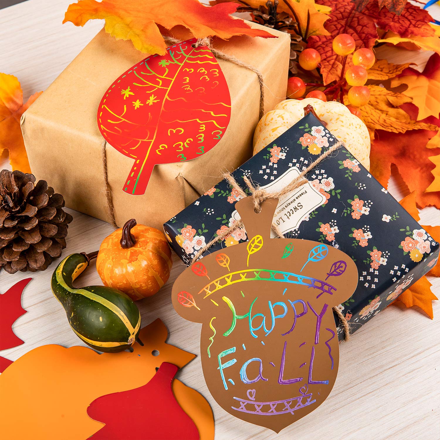 Amazon.co.jp: Whaline 秋の収穫 レインボー スクラッチ アート